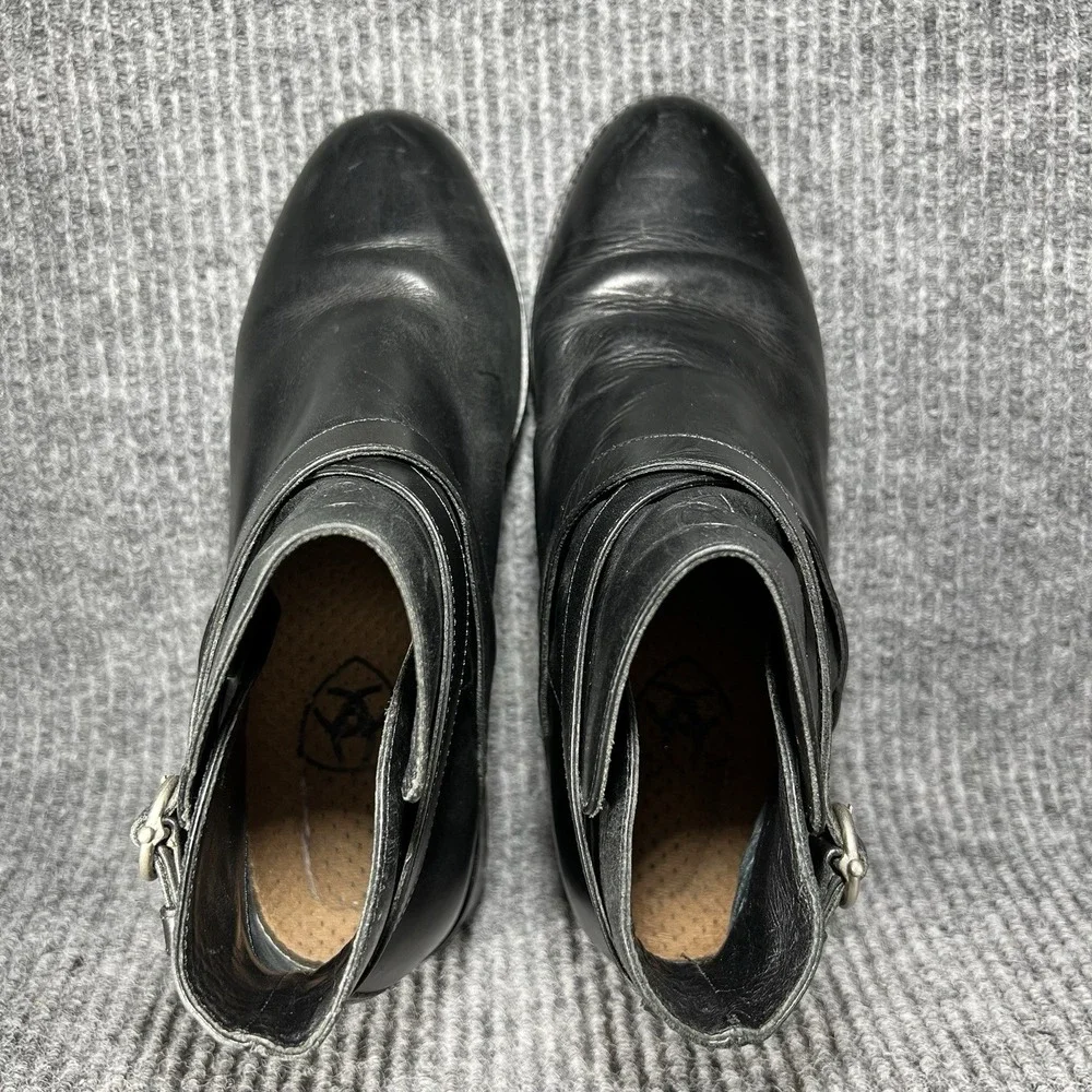 ARIAT Windsor Leather Ankle Boots Women's Size 8 M Black Side Buckle ATS 91501‎